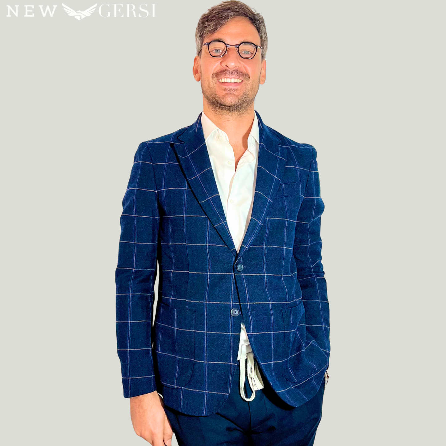 Giacca New Gersi in stile Sartoria Napoletana Colore Blue & Sabbia - AI 25/26