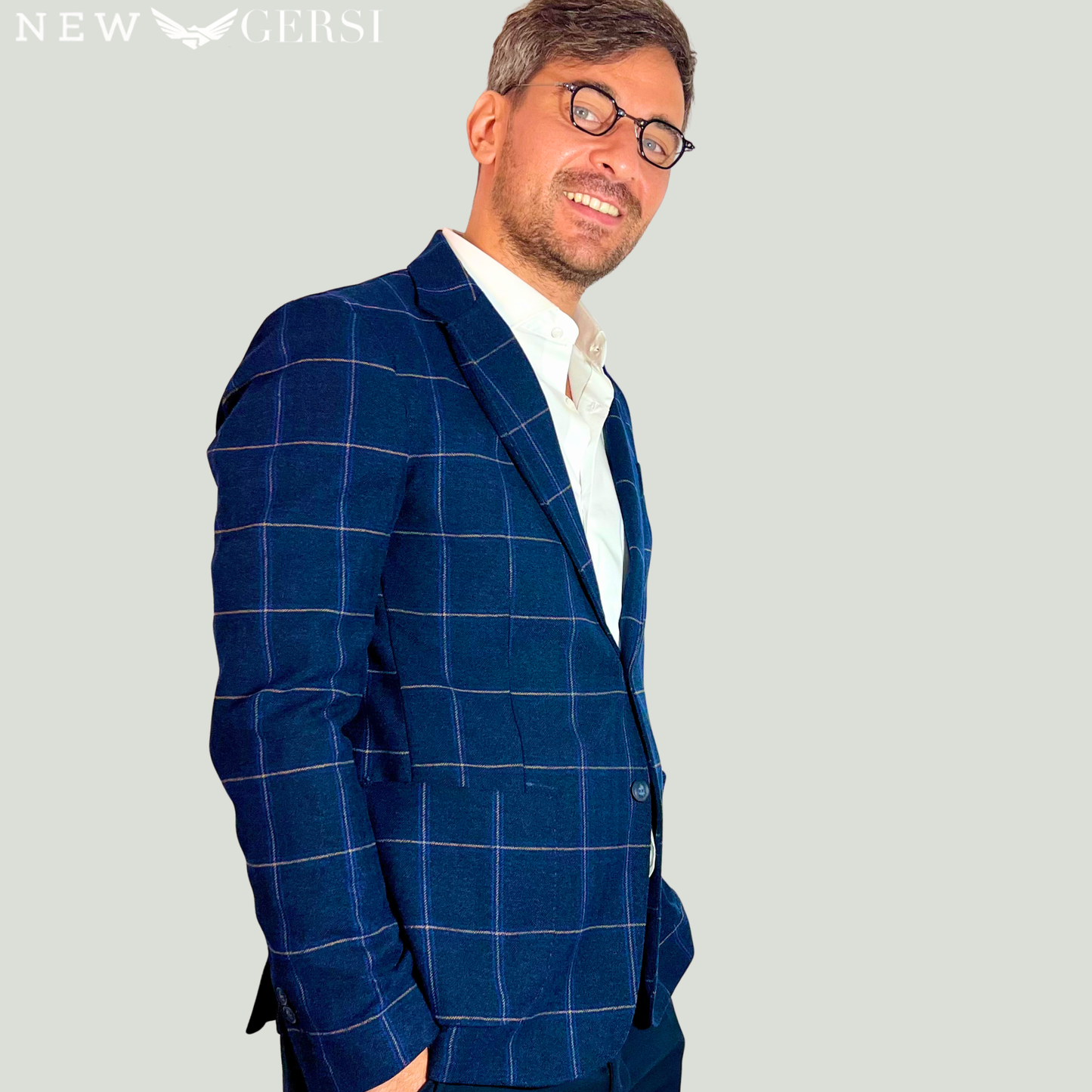 Giacca New Gersi in stile Sartoria Napoletana Colore Blue & Sabbia - AI 25/26