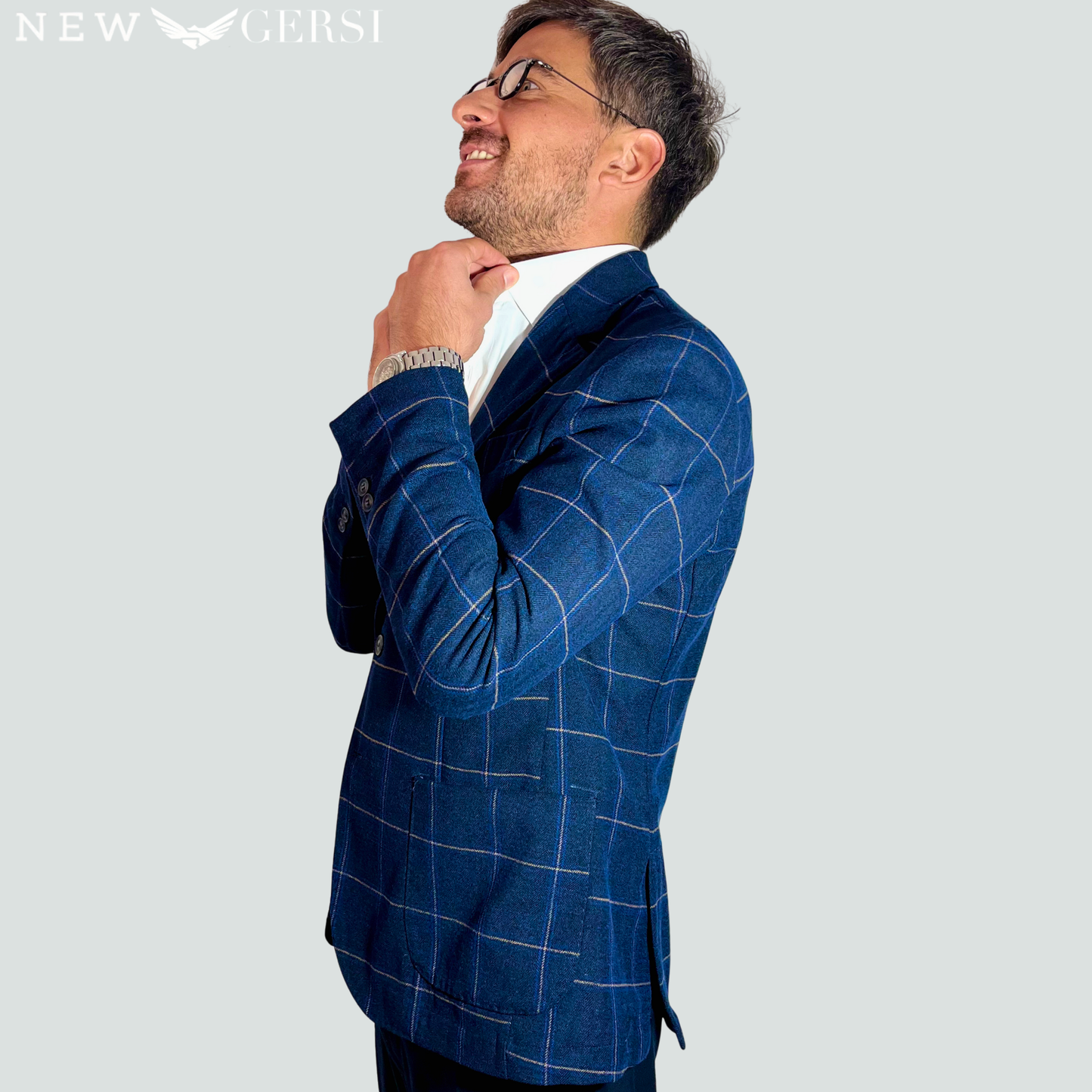 Giacca New Gersi in stile Sartoria Napoletana Colore Blue & Sabbia - AI 25/26