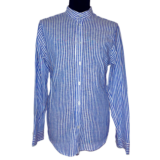 Camicia Coreana Lino/Cotone A Righe New Gersi Ngs1