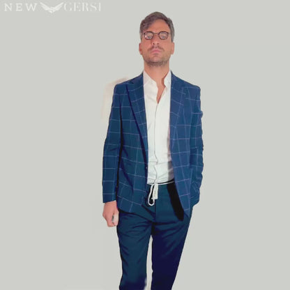 Giacca New Gersi in stile Sartoria Napoletana Colore Blue & Sabbia - AI 25/26